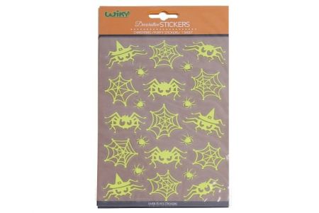 Nálepky svítící ve tmě 25x14,4 cm Pavouci HALLOWEEN