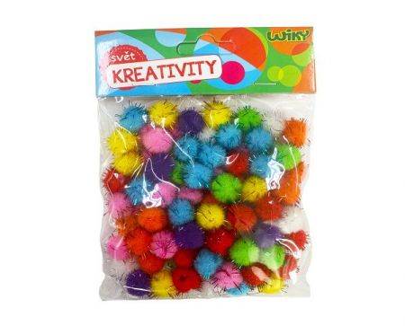 Pom pom glitter 15mm, 80ks