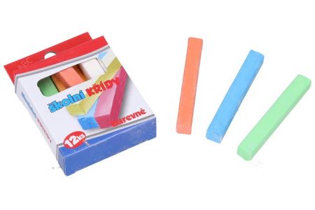 Křídy školní barevné 12 ks