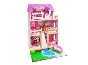 Domek pro panenky dřevěný 60 x 30 x 90 cm