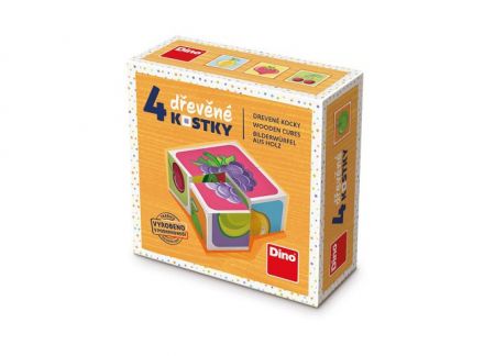 Dřevené kostky / kubus 4ks v balení Ovoce