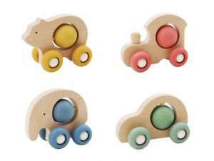 Auto zvířátko s kuličkou dřevěné