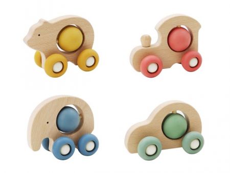 Auto zvířátko s kuličkou dřevěné