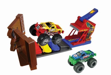 Auta Monster truck Kaskadérská dráha s 2 kovovými auty