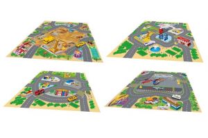 Hrací mapa s 2 dopravními prostředky kov 70x70 cm