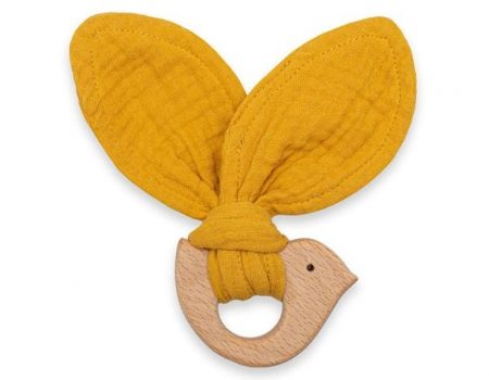 Kousátko s ptáčkem New Baby Bird mustard