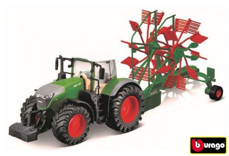 Bburago Farm 10cm Traktor Fendt 1050 Vario with Whirl Rake
