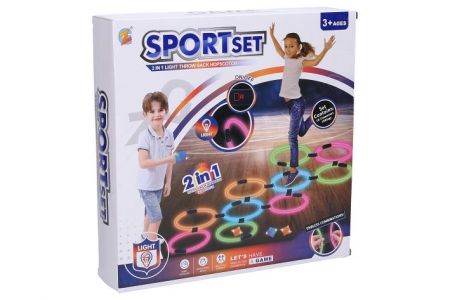 Skákací kroužky svítící a házecí hra set