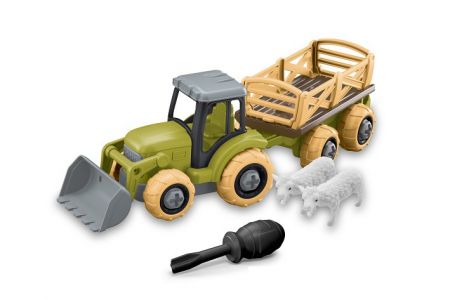 Traktor s přívěsem a zvířaty šroubovací 25 cm