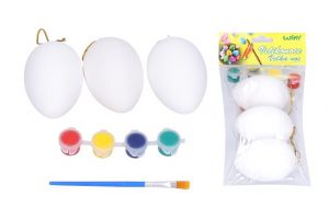 Vajíčka na vybarvení 5x8cm, 3 ks + barvy + štětec