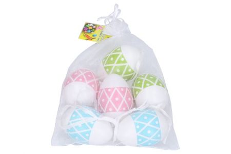 Vajíčko dekorační plastové barevné 4x6 cm, 6 ks