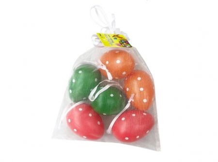 Vajíčko dekorační plastové barevné 4x6 cm, 6 ks