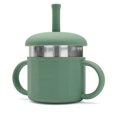 Hrneček silikonový 2v1 New Baby zelený