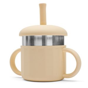 Hrneček silikonový 2v1 New Baby béžový