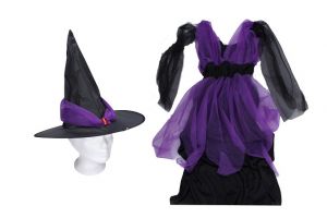 Set karneval - čarodějnice fialová