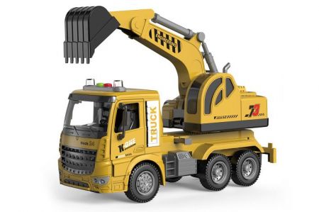 Auto stavební bagr na setrvačník s efekty 28 cm