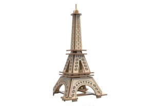 Puzzle 3D dřevěné s barvami Eiffelova věž