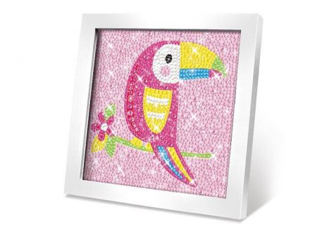 Kreativní set obraz s kamínky papoušek 17,5x17,5 cm