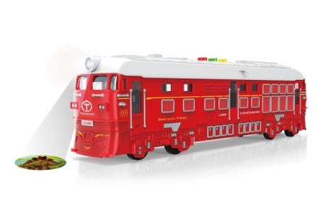 Vlak na setrvačník s efekty a projekcí červený 33 cm