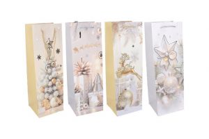 Dárková taška na láhev M 12x35x9 cm VÁNOCE