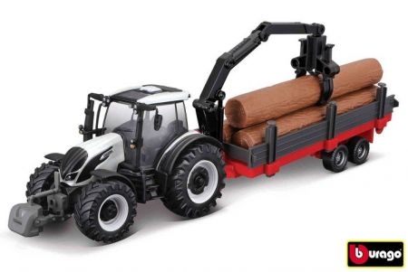Bburago 10cm Farm tractor Gift Set - Valtra N174 with 3 trailers