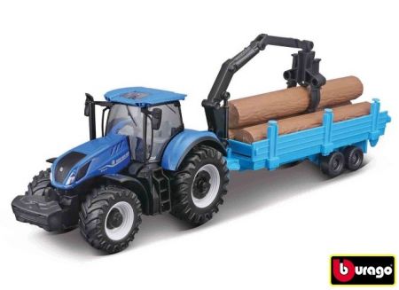 Bburago 10cm Farm tractor Gift Set - New Holland T7.315 HD with 3 trailers