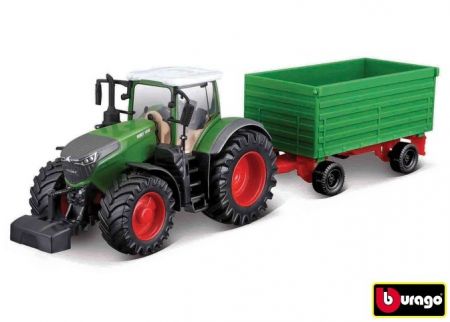 Bburago Farm 10cm Tractor with Trailer - Fendt 1050 with Two-way Tipping Trailer