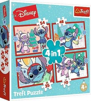 Trefl Puzzle 4v1 Stitch Vánoce