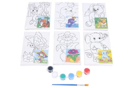 Malířské plátno s předlohou 10x15 cm + barvy a štětec Mix