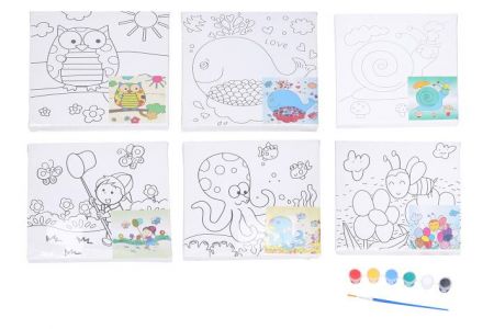 Malířské plátno s předlohou 20x20 cm + barvy a štětec Mix