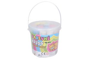 Křídy chodníkové kulaté 15ks v kyblíku