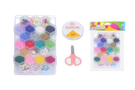 Korálky set + provázek + nůžky + zapínání