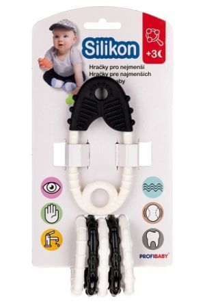 Kousátko Špendlík s přívěsky černobílé- silikon