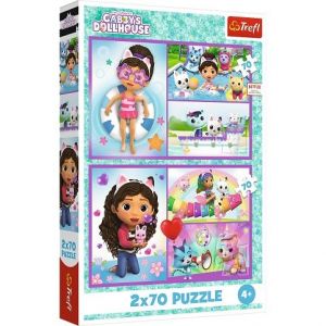 Puzzle Zahrajte si s Gabby 2v1 Gábinčin kouzelný domeček 2x70 dílků