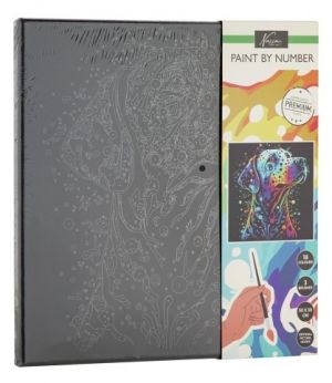 Malování podle čísel na černé plátno pes