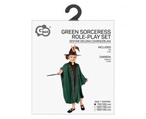 Kostým Kouzelník/Kouzelnice zelený 110/120 cm