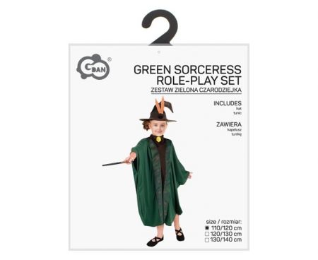 Kostým Kouzelník/Kouzelnice zelený 110/120 cm