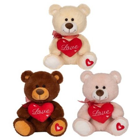 Plyšový medvěd s červeným srdíčkem 30 cm