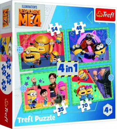 Puzzle 4v1 Blázniví Mimoni/Já, padouch 4 35,48,54 a 70 dílků