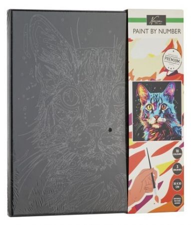 Malování podle čísel na černé plátno kočka