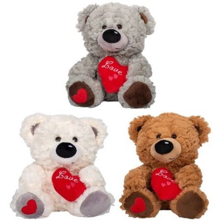 Plyšový medvěd s červeným srdíčkem 24 cm