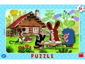 Puzzle 15 dílků deskové Krteček na návštěvě