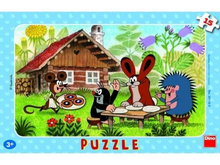 Puzzle 15 dílků deskové Krteček na návštěvě