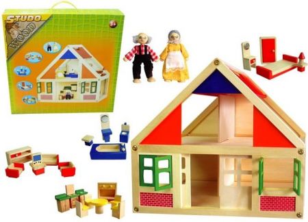 Domeček dřevěný + figurky + vybavení