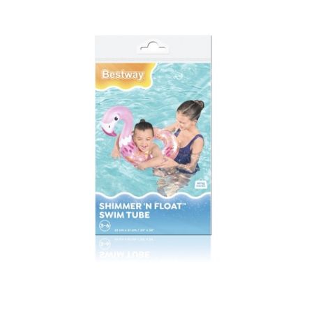 Nafukovací kruh třpytivá labuť/plameňák