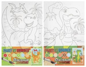 Malování podle čísel + vodovky Dinosaurus