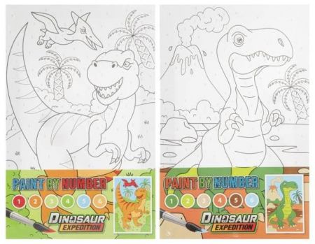 Malování podle čísel + vodovky Dinosaurus