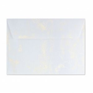 Ozdobné obálky Mramor - C6, 120 g/m2, bílé/zlaté, 10 ks                          