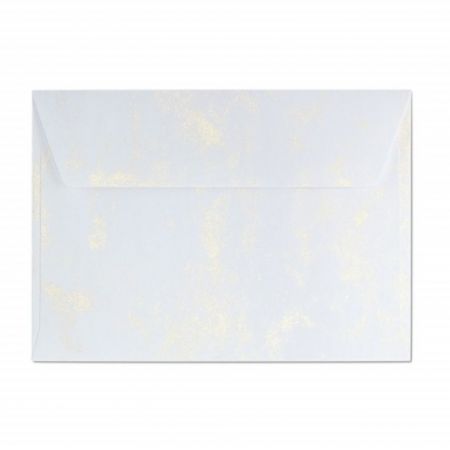 Ozdobné obálky Mramor - C6, 120 g/m2, bílé/zlaté, 10 ks                          