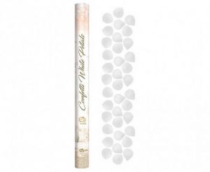 Konfety vystřelovací 60cm plátky růží bílé